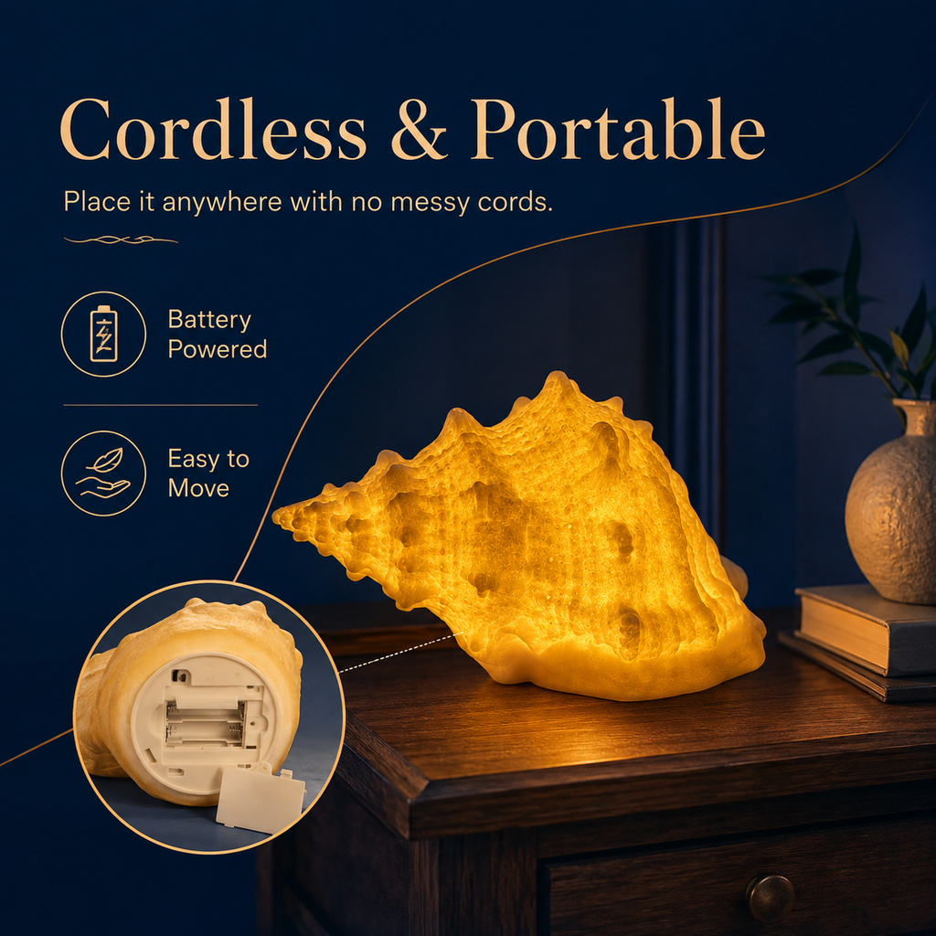 2-Piece Coastal Seashell & Conch Night Light Set