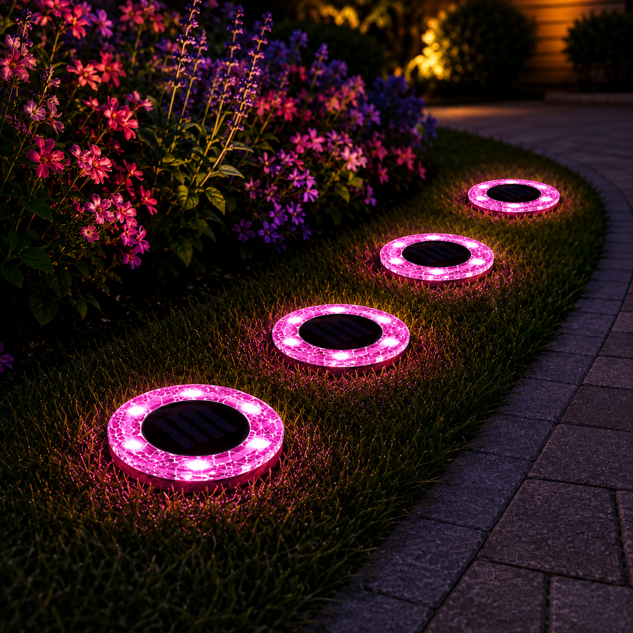 Waterproof Solar LED Mosaic Disk Design Lights For Pathway Decoration