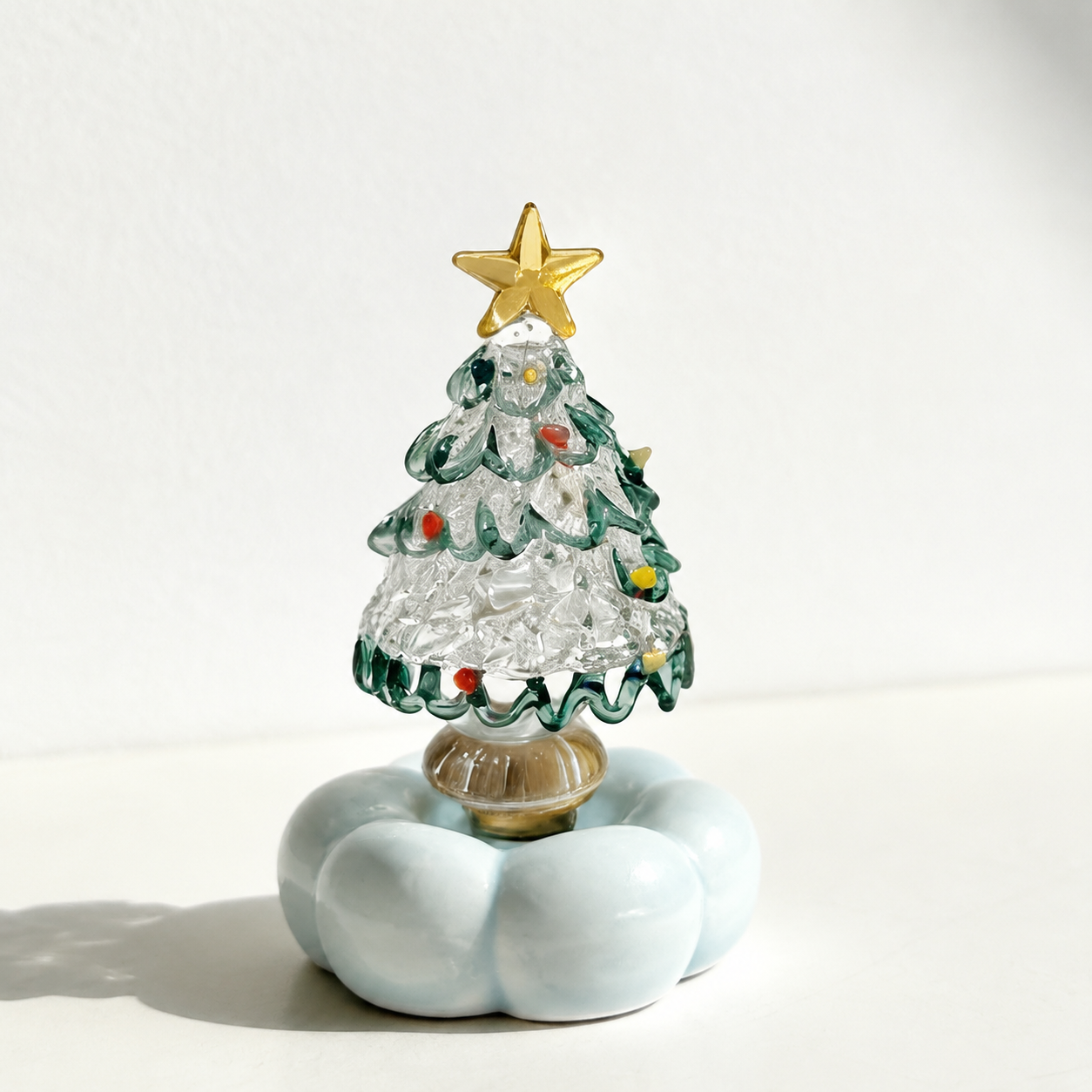 Handmade Jingdezhen Glazed Christmas Tree Decoration with Rotating Design