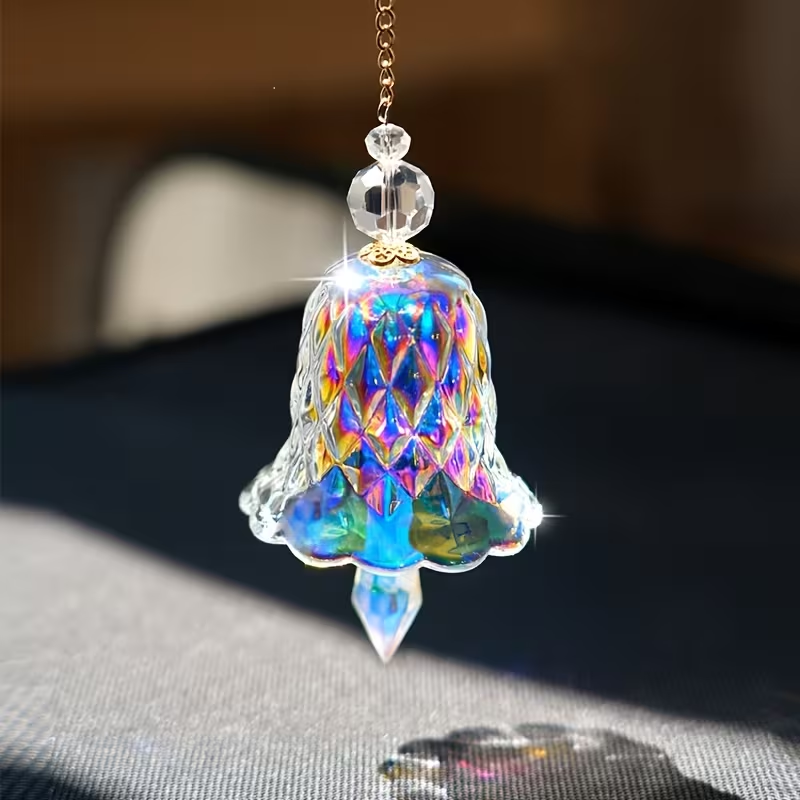 2-Piece Rainbow Glass Bell Suncatcher – Hanging Window Decor