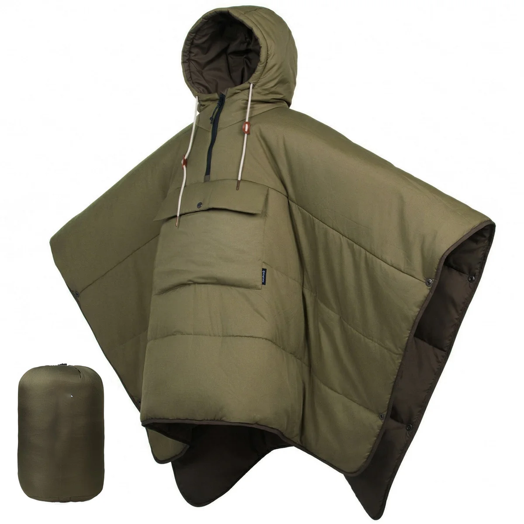 3-in-1 Wearable Hooded Poncho Blanket – Lightweight Camping Blanket with Pocket