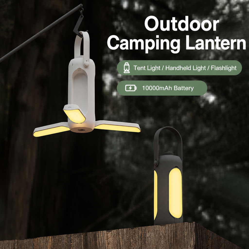 Rechargeable Camping Lantern with 10000mAh Power Bank & 360° LED Light