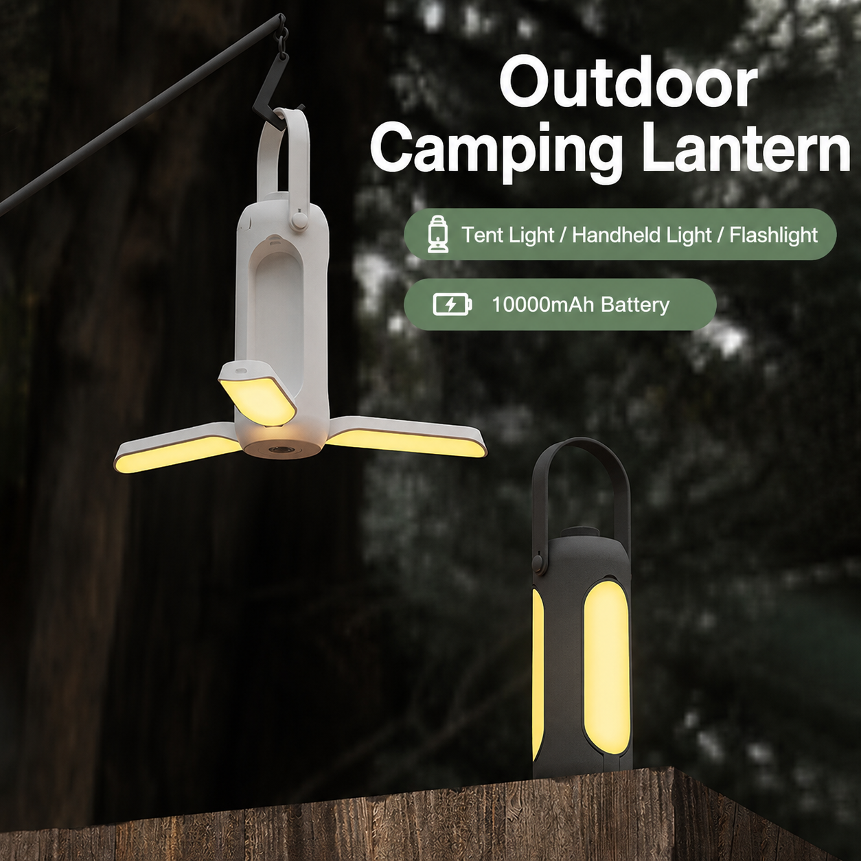 Rechargeable Camping Lantern with 10000mAh Power Bank & 360° LED Light