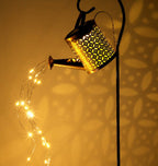 Solar Watering Can Garden Light with Waterfall LED for Outdoor Decor