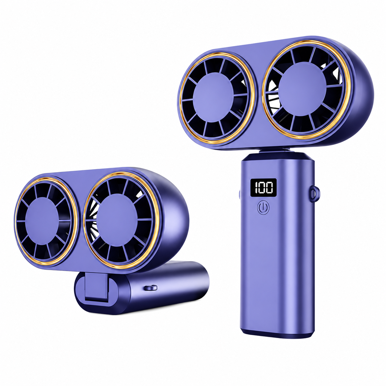 Portable Double-Cooler Handheld Fan with 5 Speeds for Travel Use