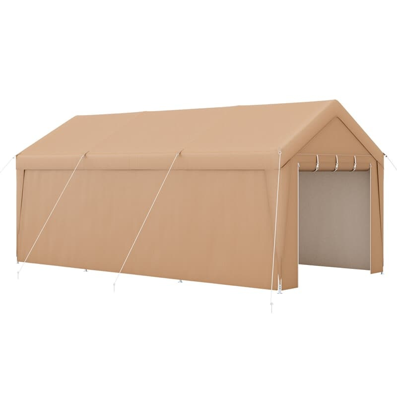 10x20 FT Heavy Duty Carport Canopy with Sidewalls & Doors