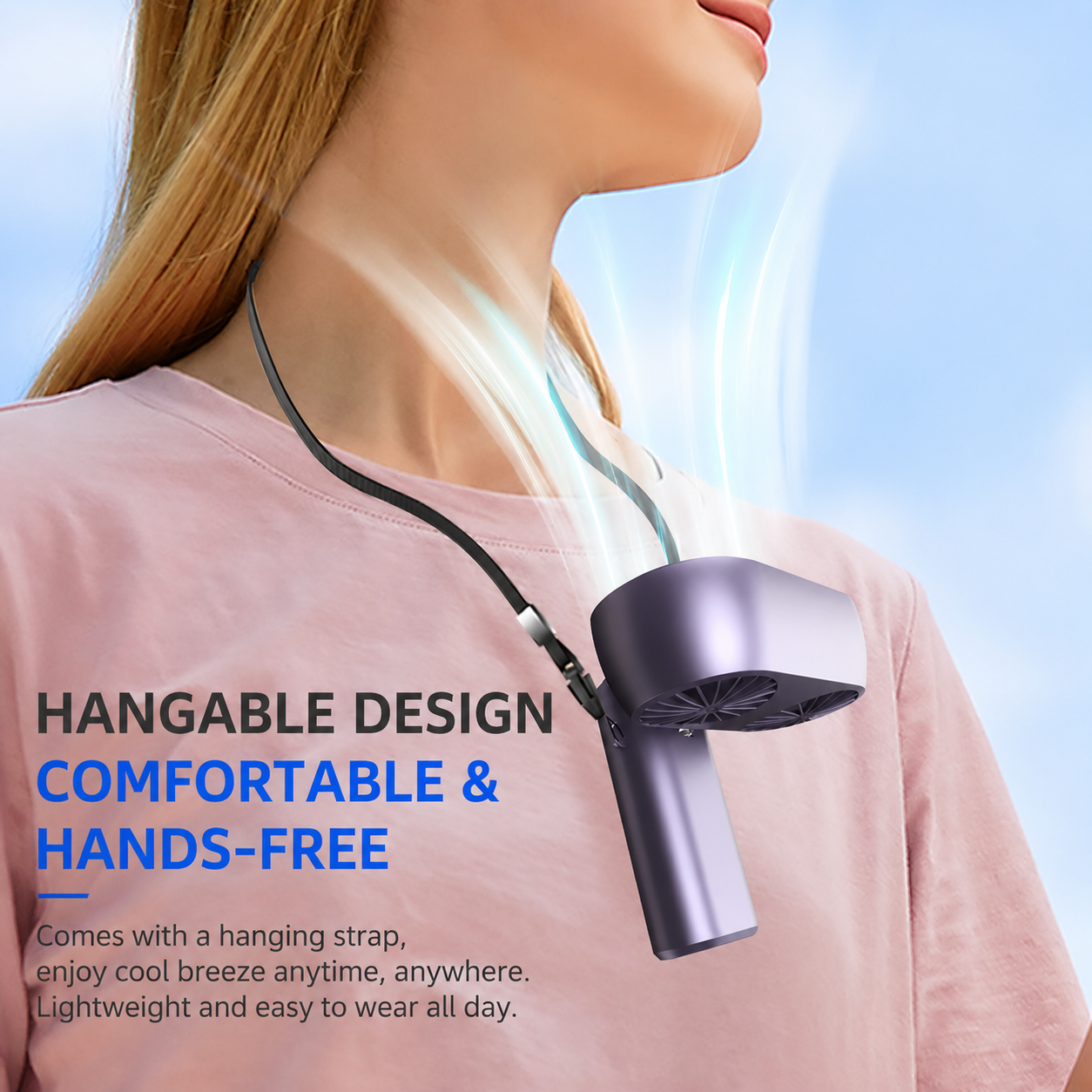 Portable Double-Cooler Handheld Fan with 5 Speeds for Travel Use
