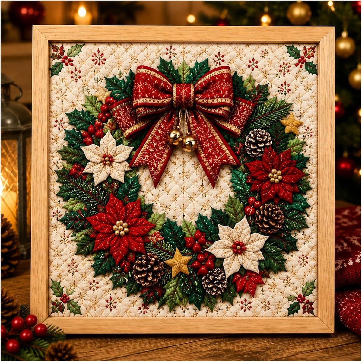 DIY Christmas Fabric Poke Art Kit – No-Sew Craft with Frame