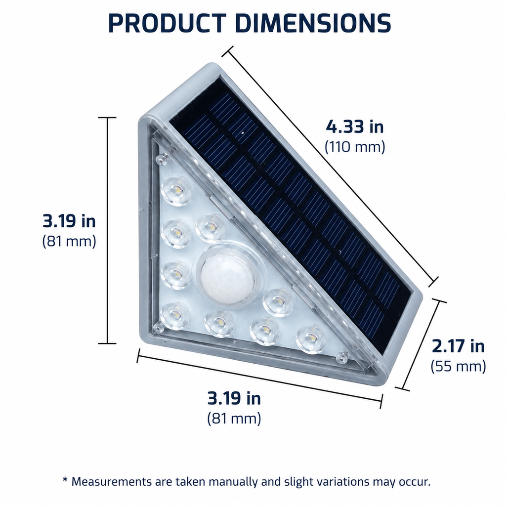 Triangle Solar LED Step Lights, Waterproof Outdoor Stair Lights