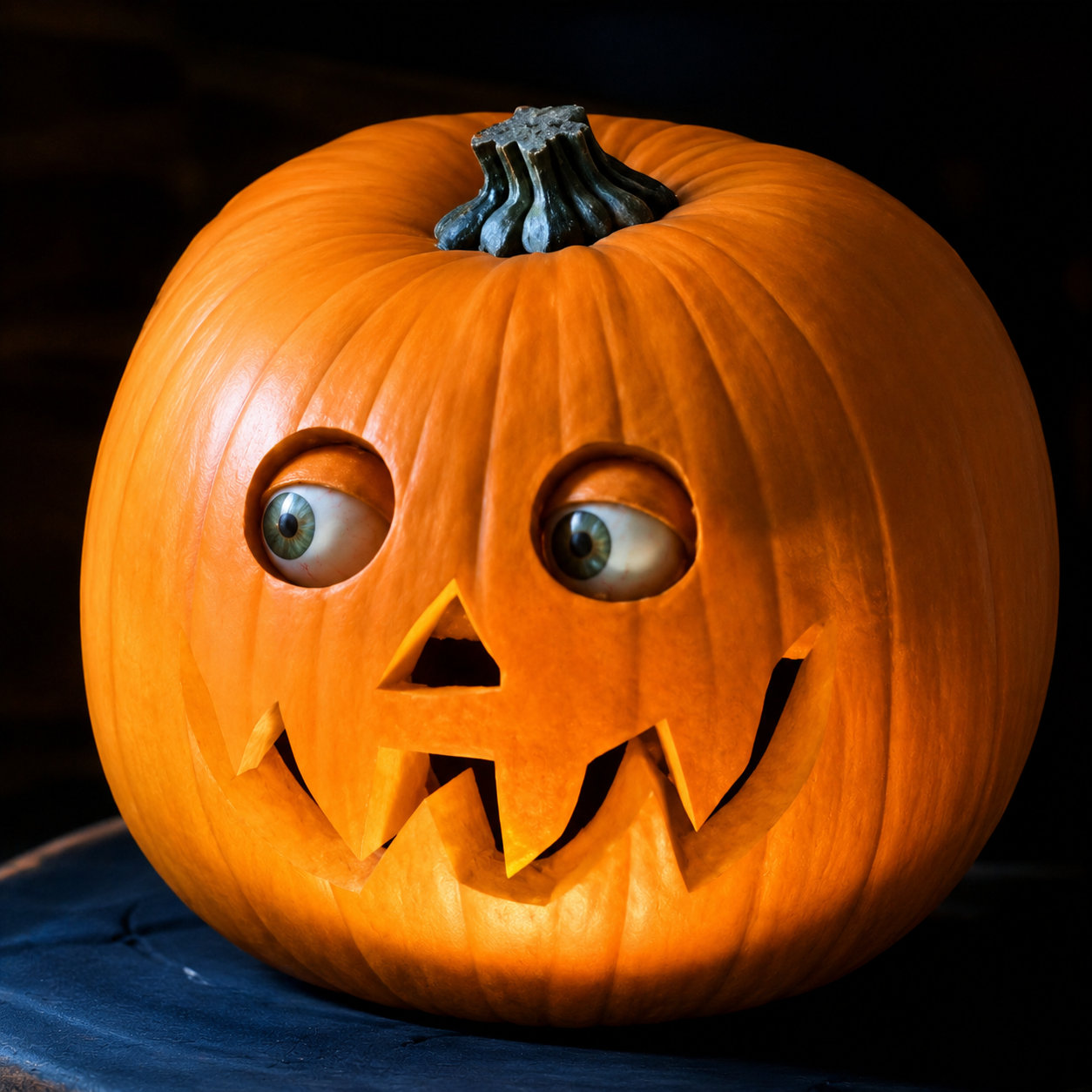 Halloween Resin Pumpkin Decoration with Movable Eyeballs for Indoor & Outdoor