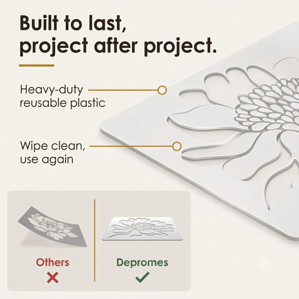 6-Piece Flower Stencil Set, Reusable Floral Templates for Garden Painting