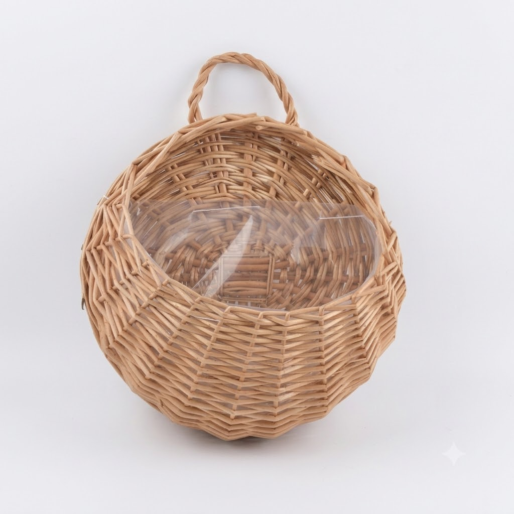 Handwoven Rattan Hanging Wall Planter for Indoor and Outdoor Decor