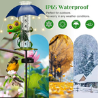 Rain Gauge Outdoor - Frog Rain Gauge with LED Solar Lights, Metal Water Gauge for Yard Garden Decor