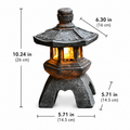 Solar Pagoda Lantern, Stone Resin Solar Garden Light for Outdoor Decor