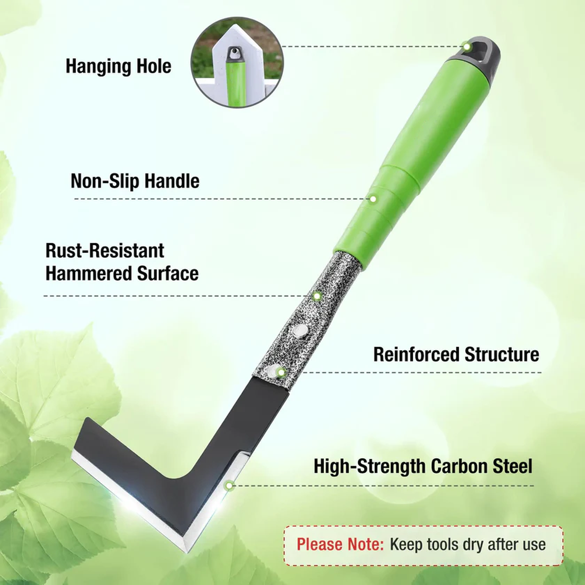 6-Piece Garden Tool Set with Green Handles for Home Gardening