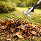 Adjustable Garden Rake with 9 Teeth for Lawn and Garden Cleaning