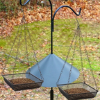 Black Hanging Platform Bird Feeder with Mesh Tray for Outdoor Birds