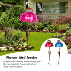 Metal Sunflower Bird Feeder with Garden Stake, Pink Flower Design