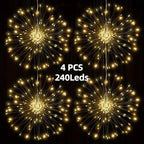 Solar Firework Lights Outdoor, Set of 4 Solar Garden Lights with 240 LEDs and Remote