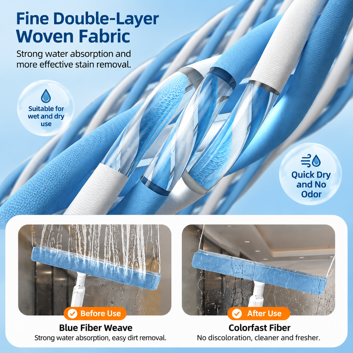 Window Squeegee with Spray & Extendable Handle for Glass Cleaning