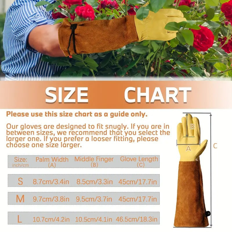 Long Protective Garden Gloves for Roses Pruning and Yard Work