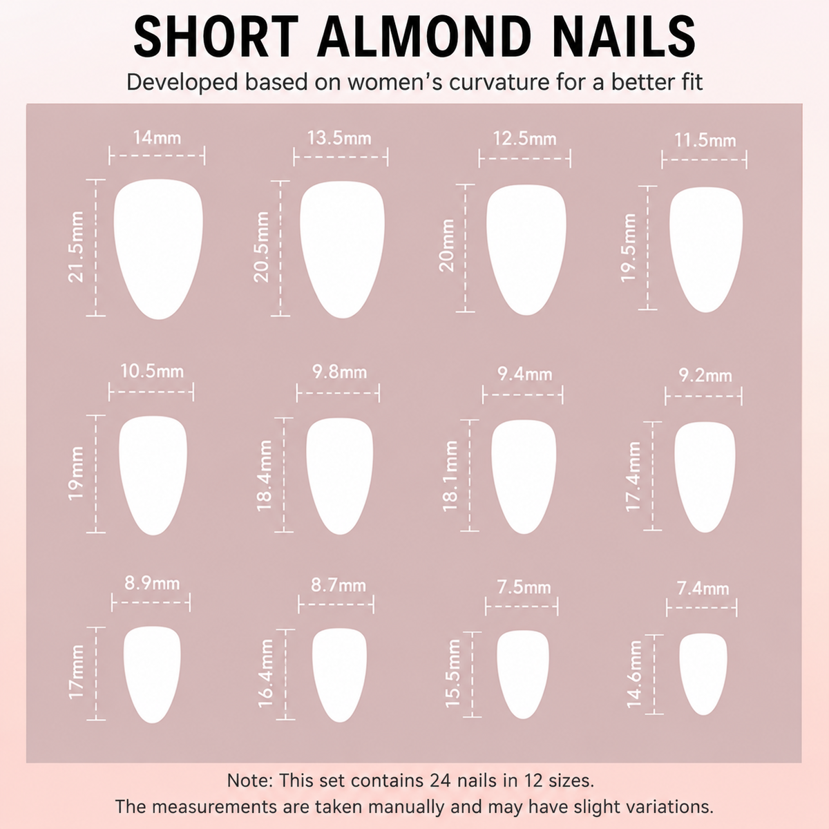 Blush Pink Aura Jelly Medium Almond Press-On Nails, 24 Pcs + Glue