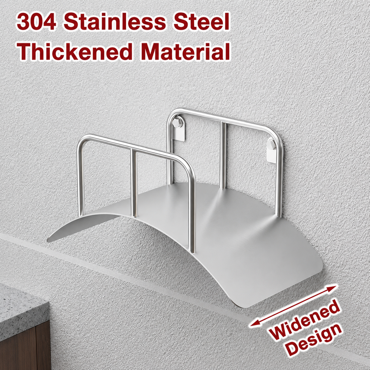 304 stainless steel wall-mounted garden hose holder with widened curved design