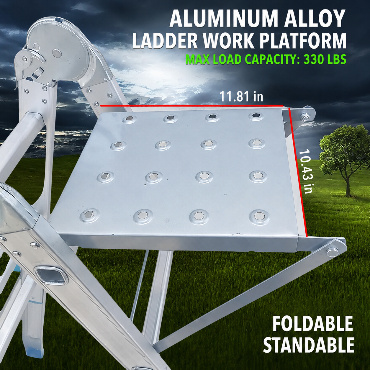 Foldable Ladder Work Platform Aluminum Step Ladder Shelf