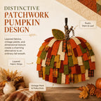 Handmade Patchwork Pumpkin Door Hanger| Warm Rustic Fall & Thanksgiving Decor