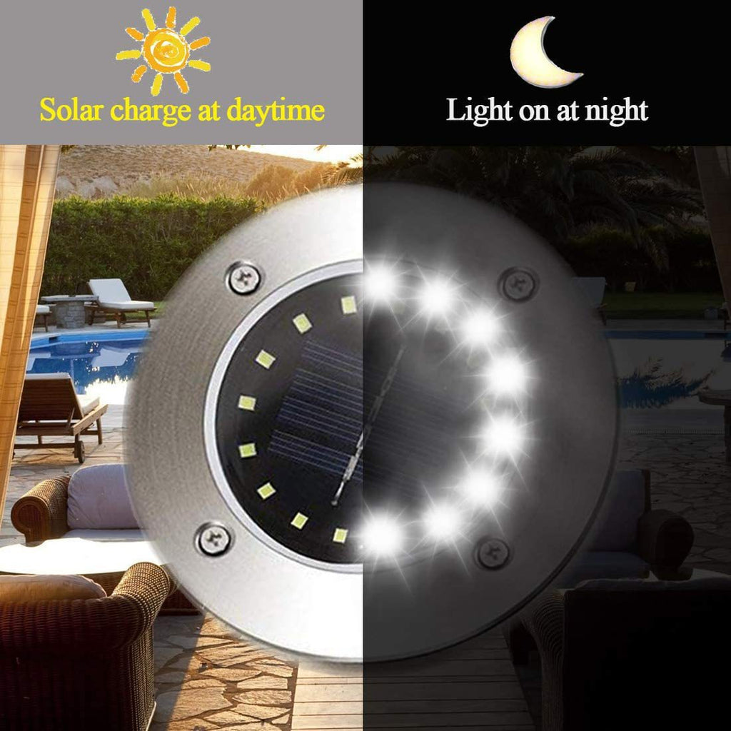 4 Pack Solar Ground Lights – 8 LED Waterproof Outdoor Solar Pathway & Garden Lights