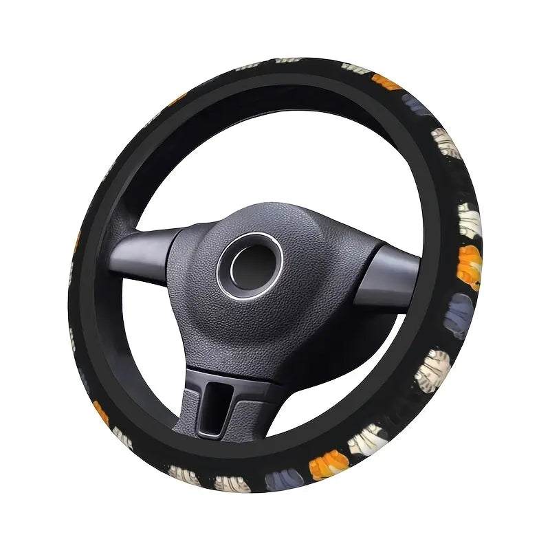 Cat Steering Wheel Cover - Stretch Anti-Slip Neoprene, 15 Inch