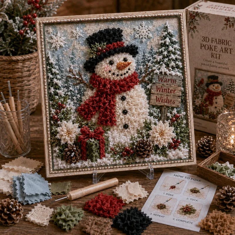DIY 3D Christmas Fabric Poke Art Kit with Display Stand