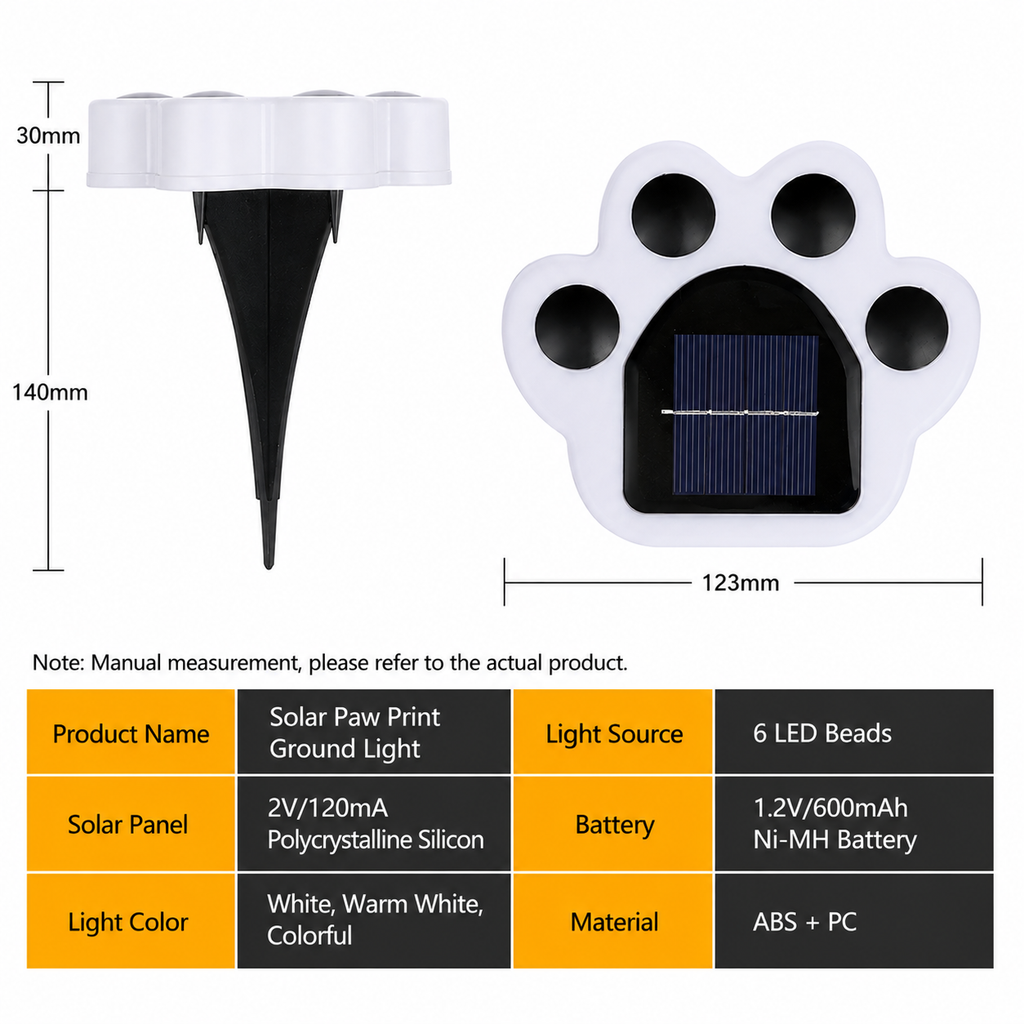 LED Solar Paw Print Light Waterproof for Garden Lawn Patio