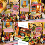 DIY Miniature Market House Kit with Furniture & LED Light