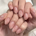Sheer Pink Ombré Short Oval Press-On Nails – 24-Piece Nail Kit with Glue