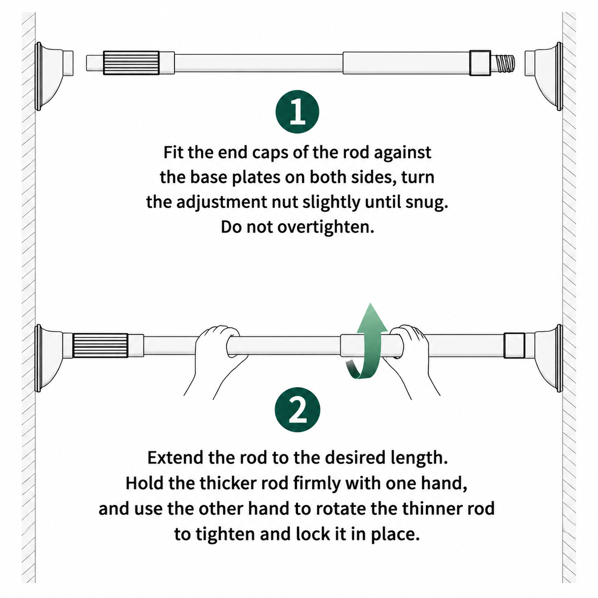 32mm Stainless Steel Tension Rod, Adjustable No Drill Rod for Closet, Curtain & Bathroom
