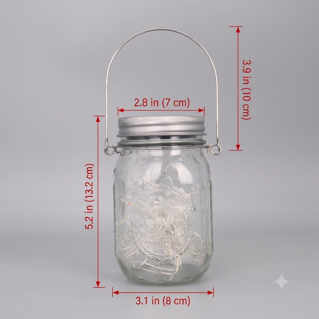 2 Pack Solar Mason Jar Lights with 20 LED Fairy String Lights & Hangers