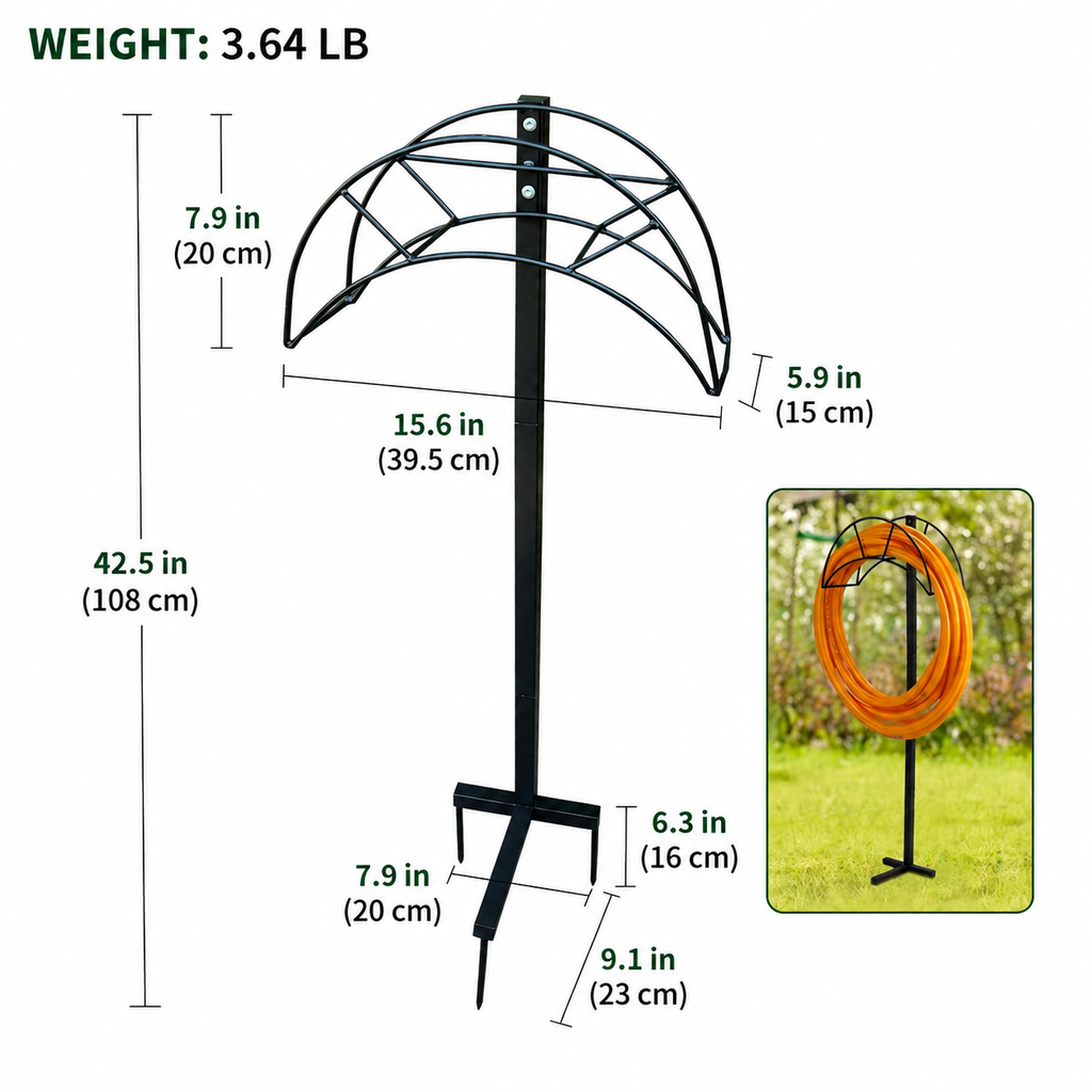 Freestanding Metal Garden Hose Holder, Outdoor Hose Storage Rack