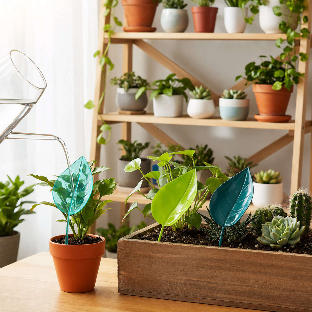 Leaf Plant Watering Funnels Set For Indoor And Outdoor Plant Care