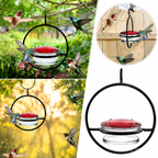 Black Steel Hummingbird Feeder with Clear Bowl for Outdoor Garden