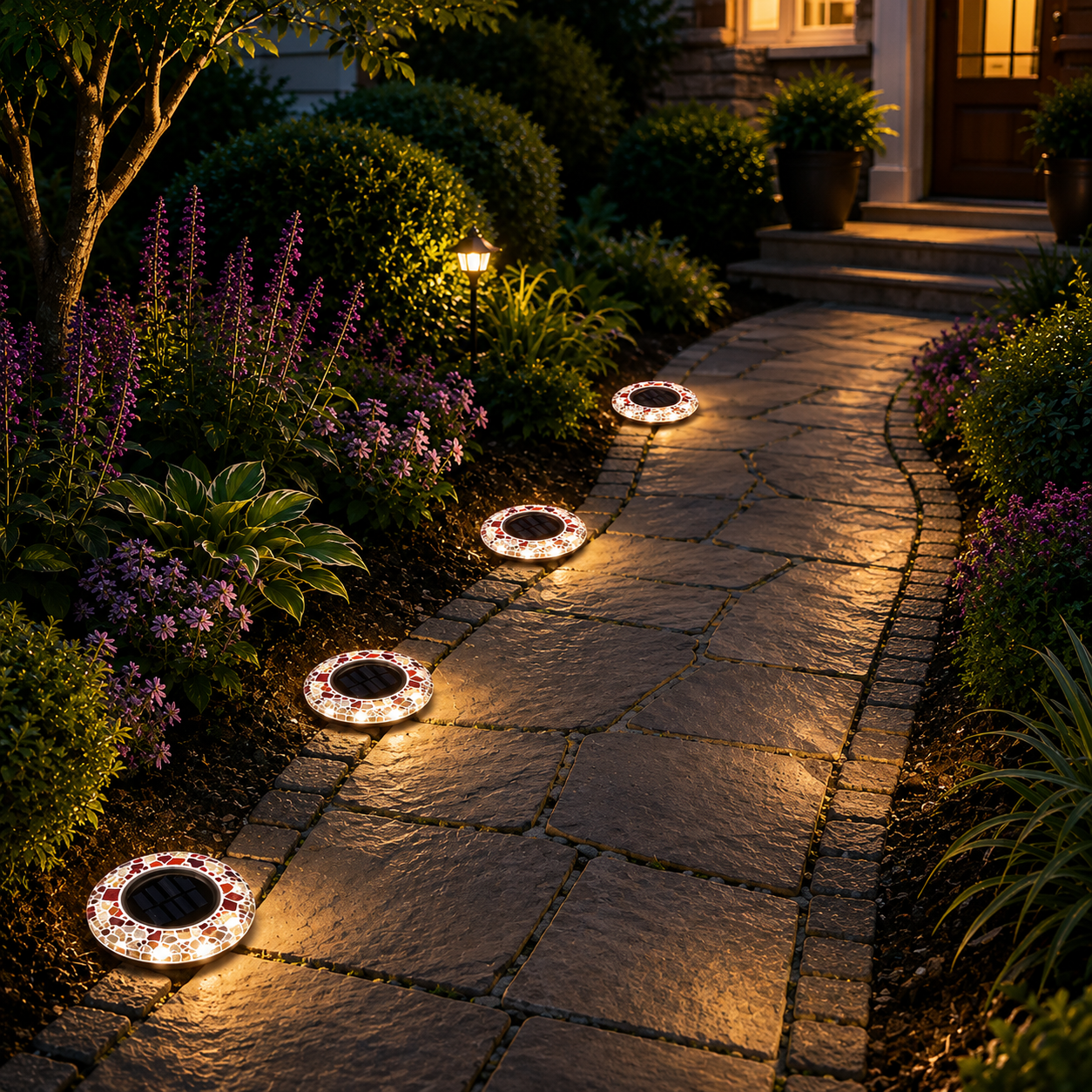 Waterproof Solar LED Mosaic Disk Design Lights For Pathway Decoration