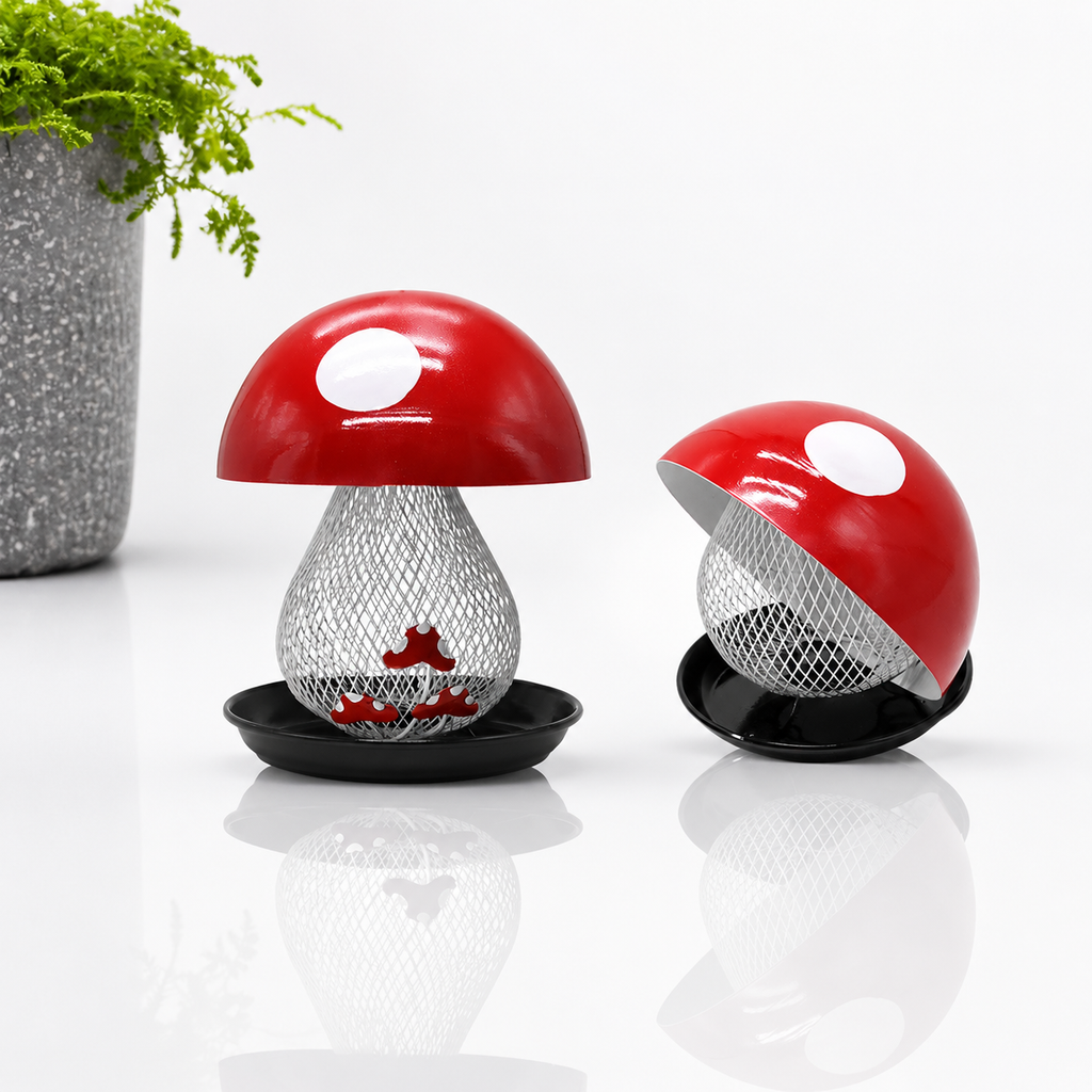 Hanging Mushroom Bird Feeder for Outdoor Garden and Backyard Use