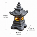 Solar Pagoda Lantern, Stone Resin Solar Garden Light for Outdoor Decor
