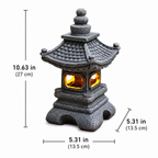 Solar Pagoda Lantern, Stone Resin Solar Garden Light for Outdoor Decor