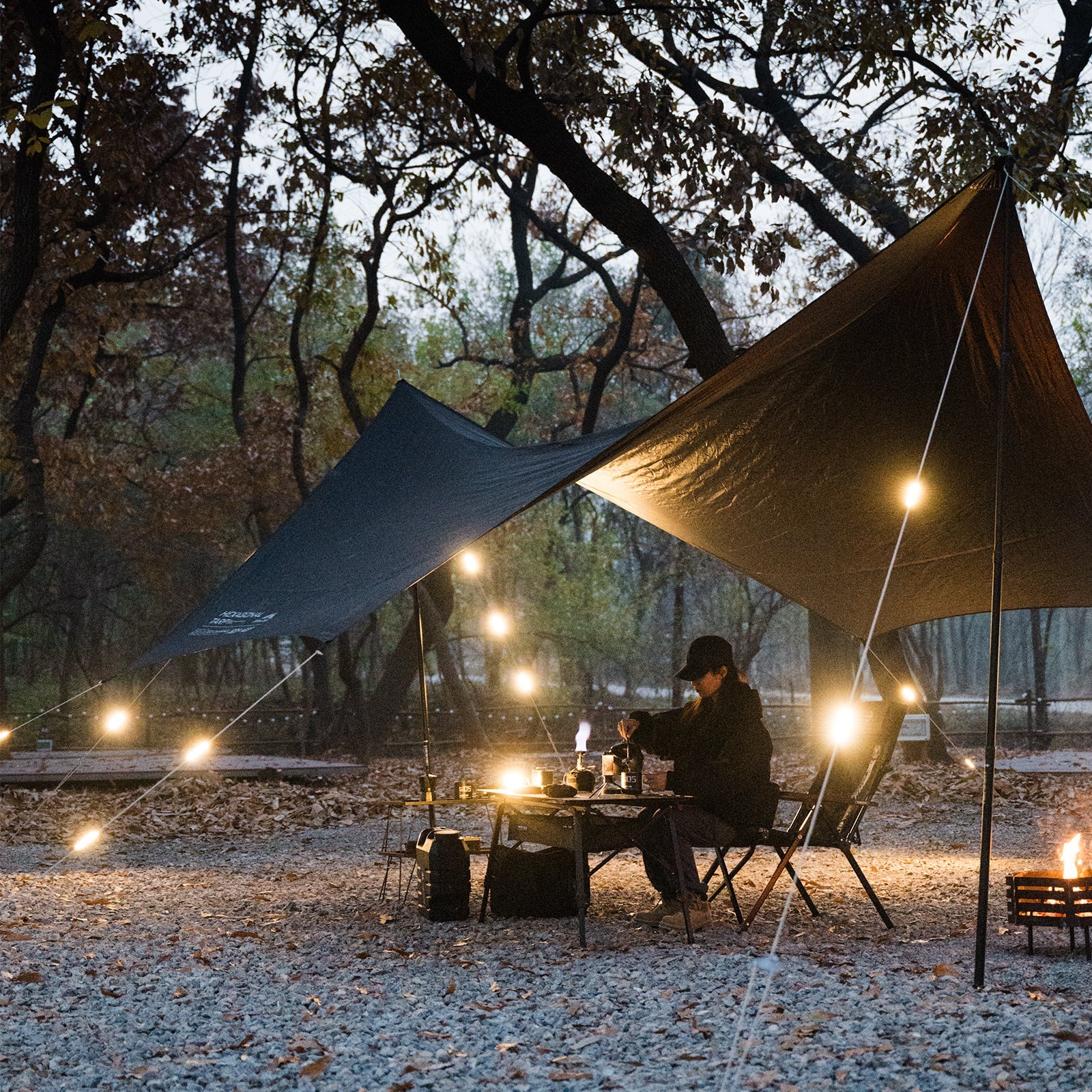 8-Piece USB-C Rechargeable Camping Rope Light Set with Stepless Dimming