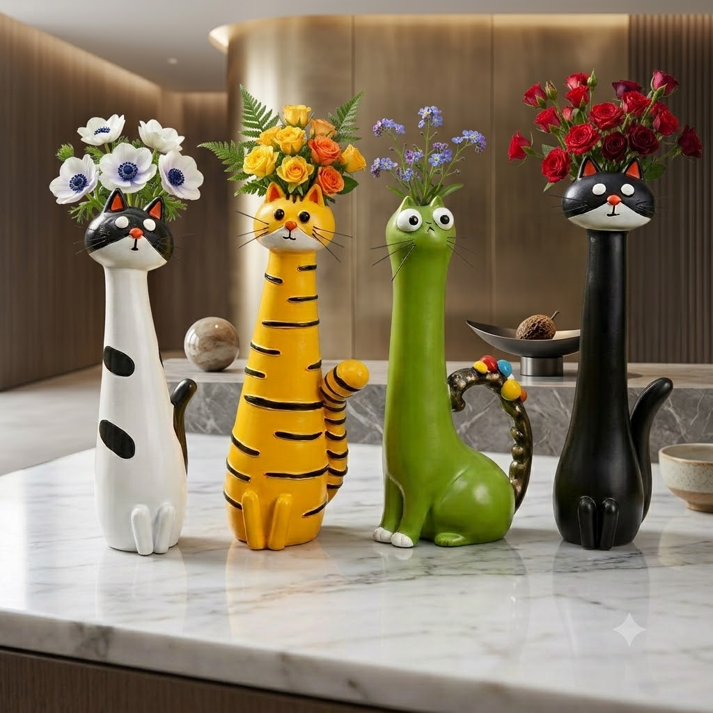 Cat Shaped Vase – Cute Cat Flower Vase for Home Decor