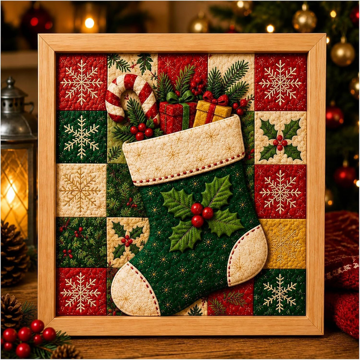 DIY Christmas Fabric Poke Art Kit – No-Sew Craft with Frame