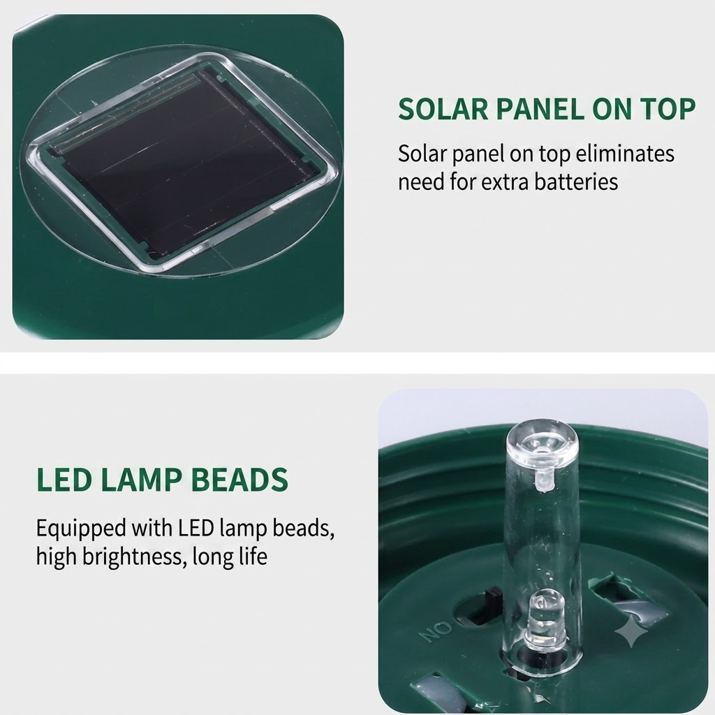 Solar Wasp Trap with LED, 2 Pack Hanging Outdoor Insect Trap for Garden