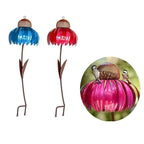 Metal Sunflower Bird Feeder with Garden Stake, Pink Flower Design