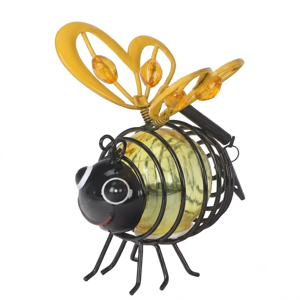 Solar Hanging Bee Light with Warm Amber Glow for Garden Decor